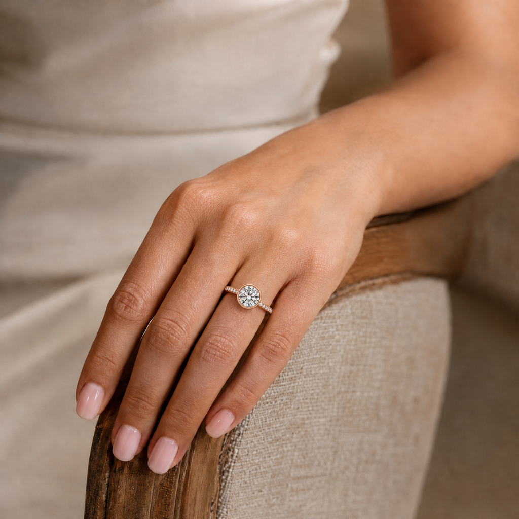 Solenne - Round - Rose Gold - Pavé