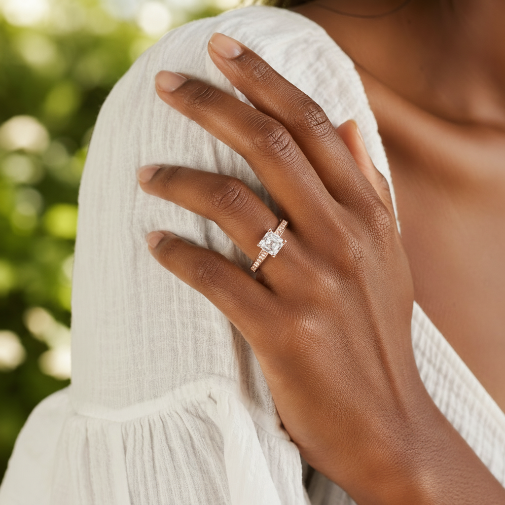 Basilica - Asscher - Rose Gold - Pavé