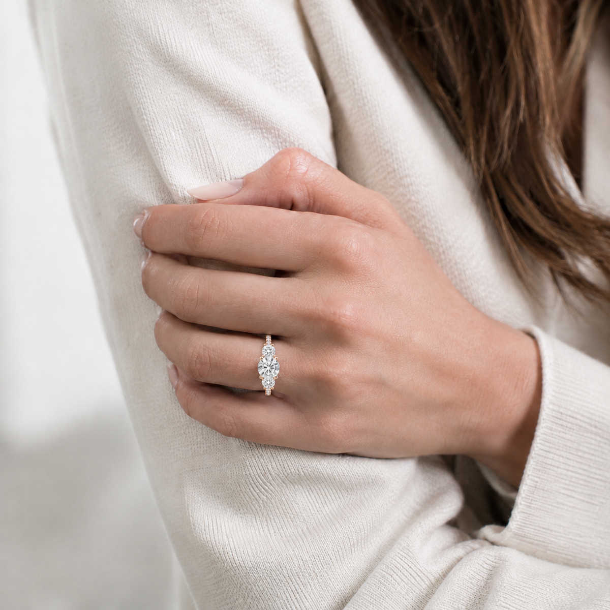 Trinity - Round - Rose Gold - Pavé