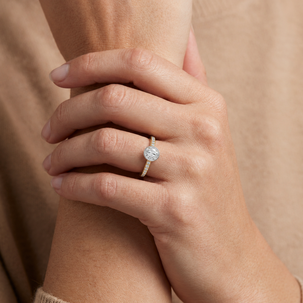 Bailey - Oval - Yellow/White Tone - Pavé