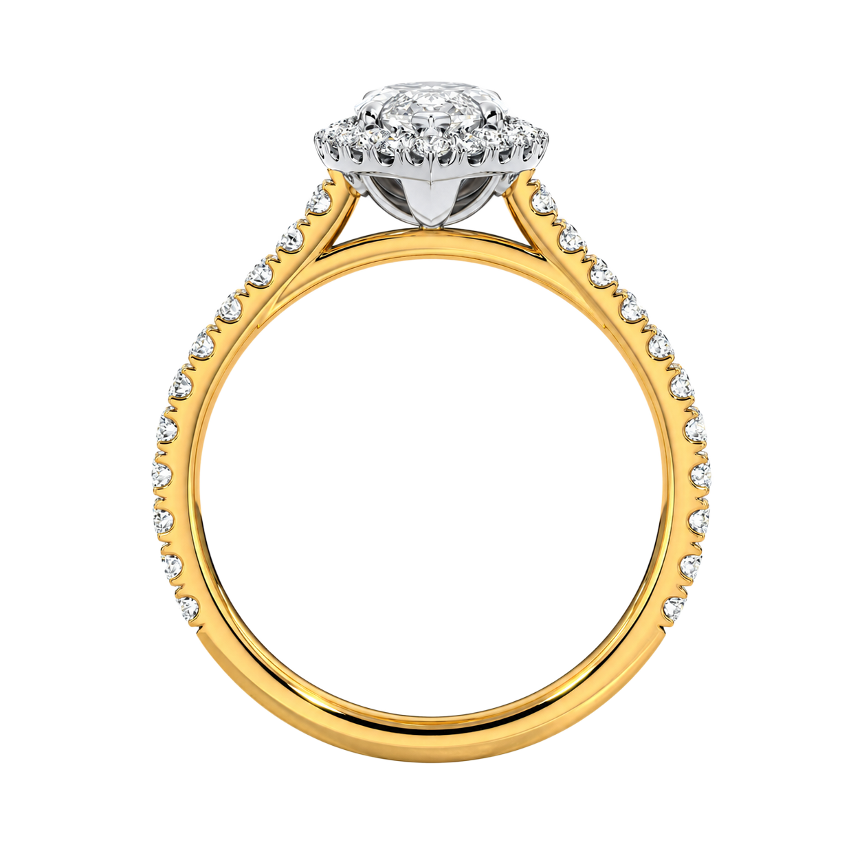 Cordelia - Marquise - Yellow / White Tone - Pavé