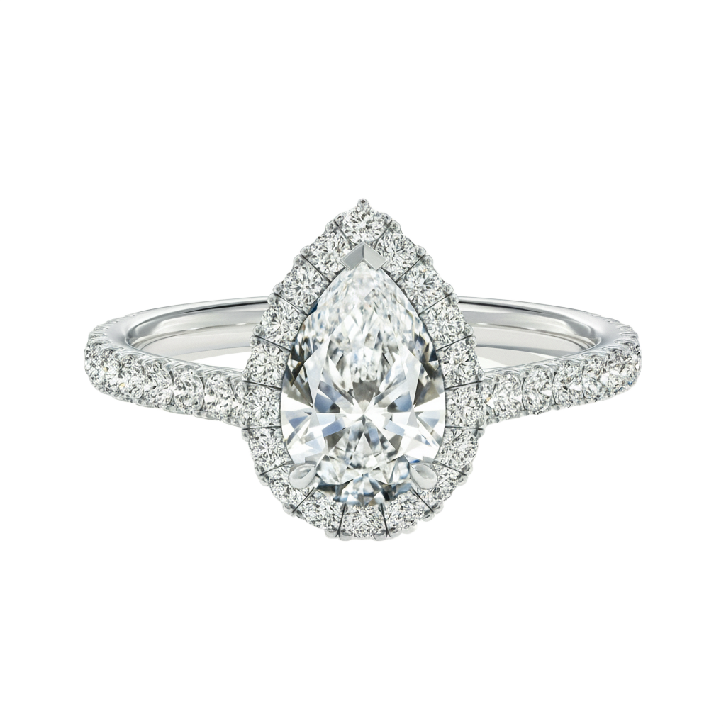 Cordelia - Pear - Platinum - Pavé