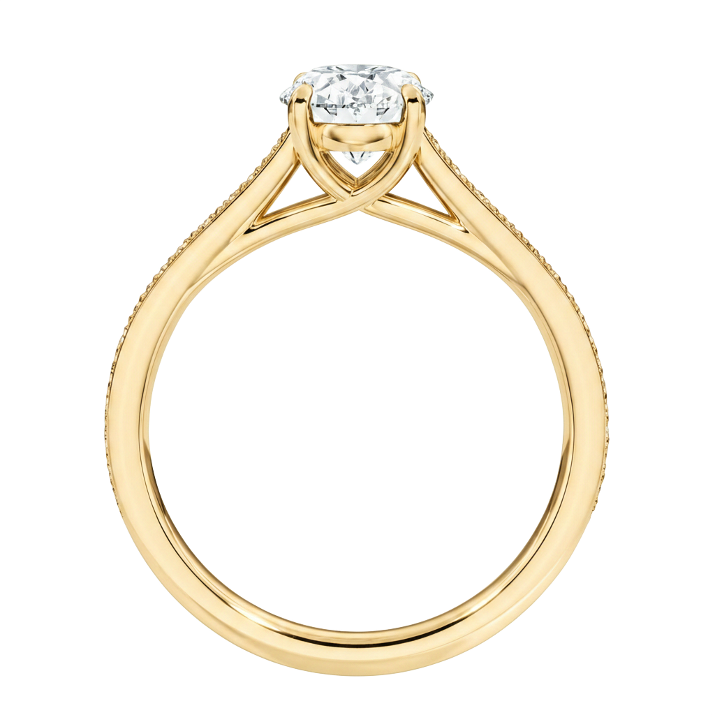 Basilica - Pear - Yellow Gold - Pavé