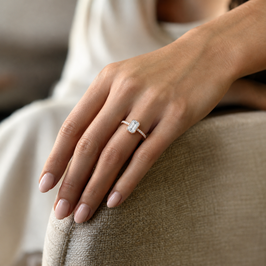 Bailey - Emerald - Rose Gold - Pavé