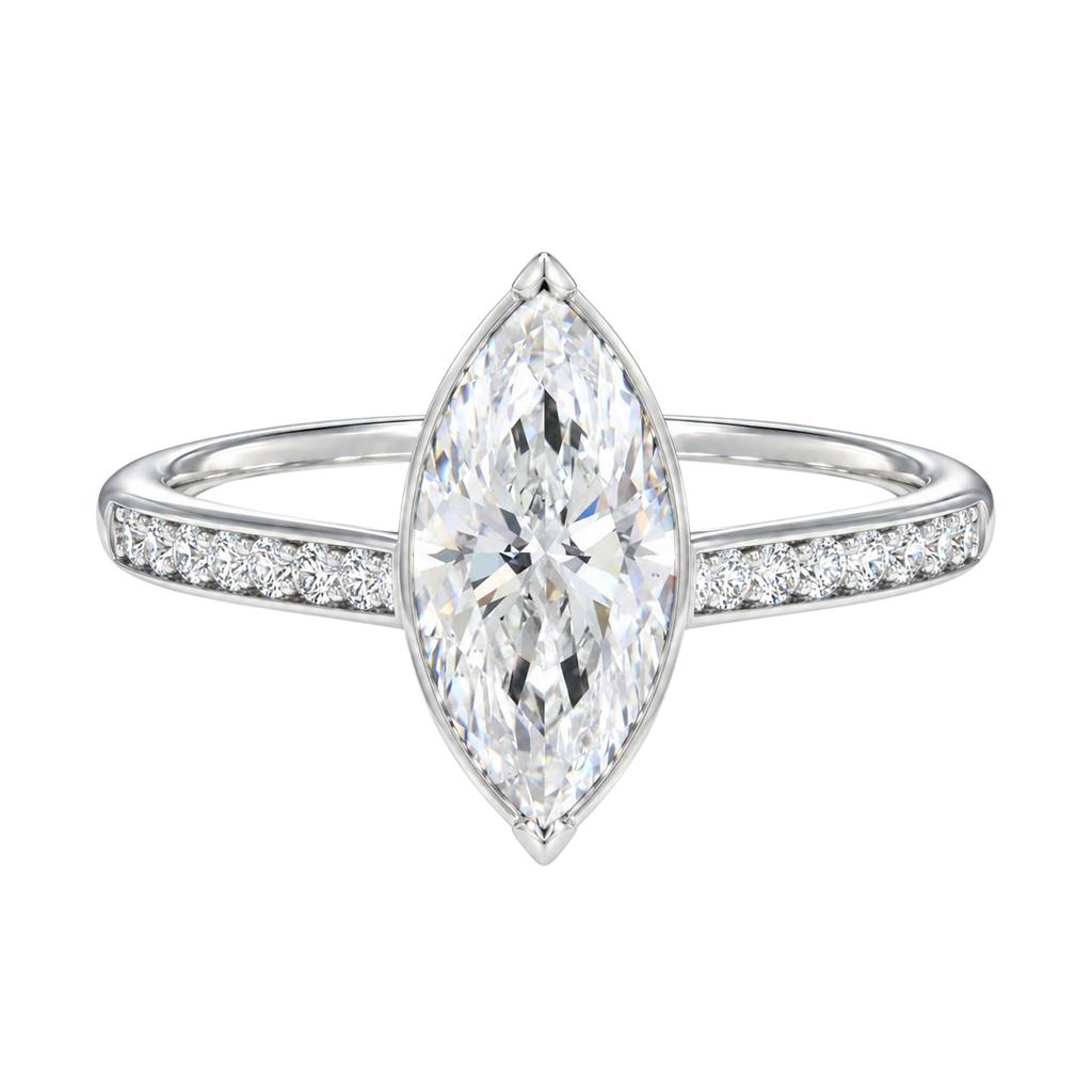 Solenne - Marquise - White Gold - Channel