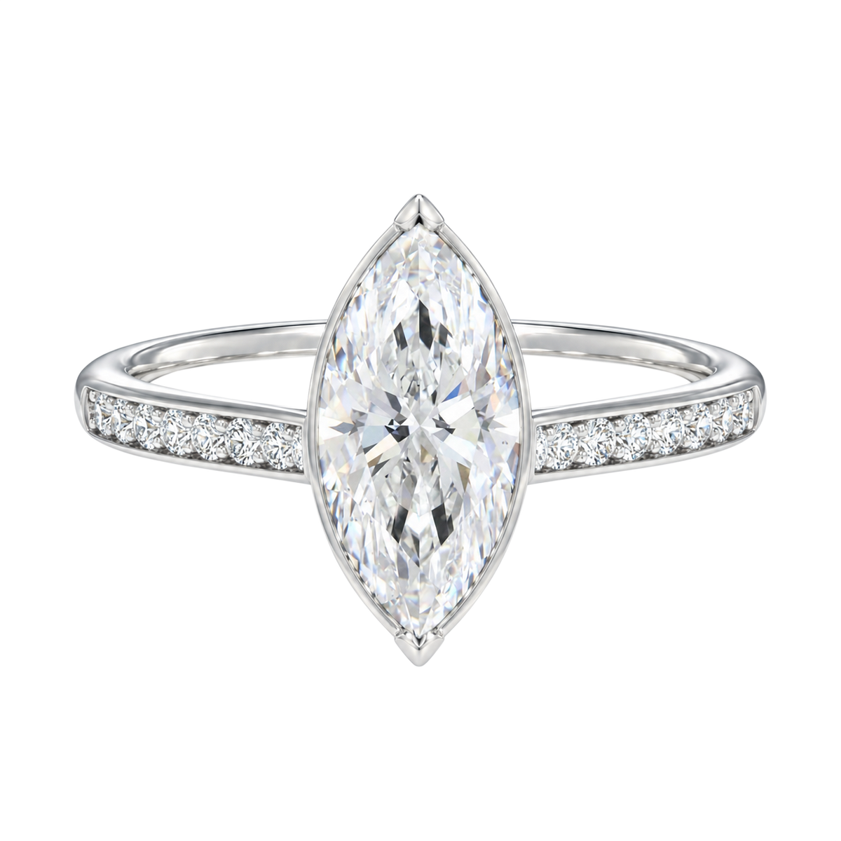 Solenne - Marquise - White Gold - Channel