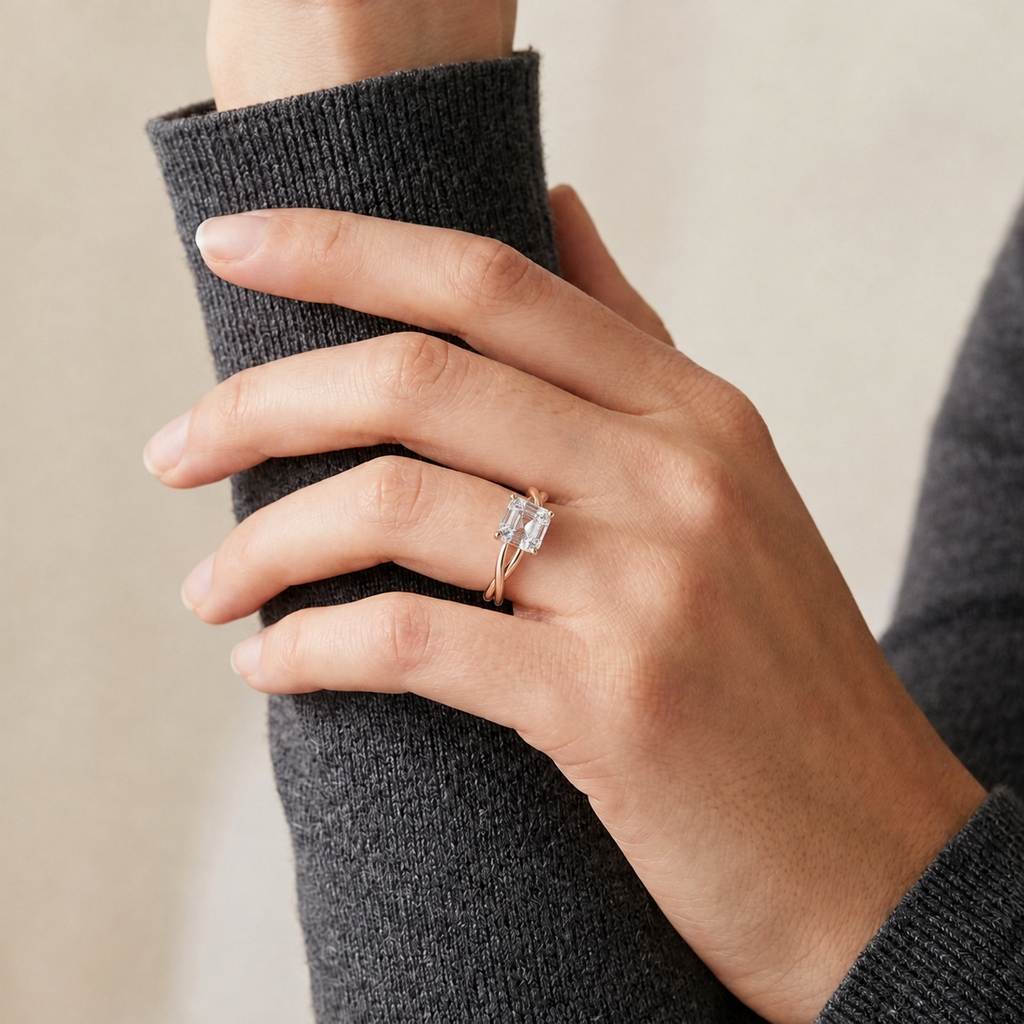 Wreath - Asscher - Rose/White Tone - Plain