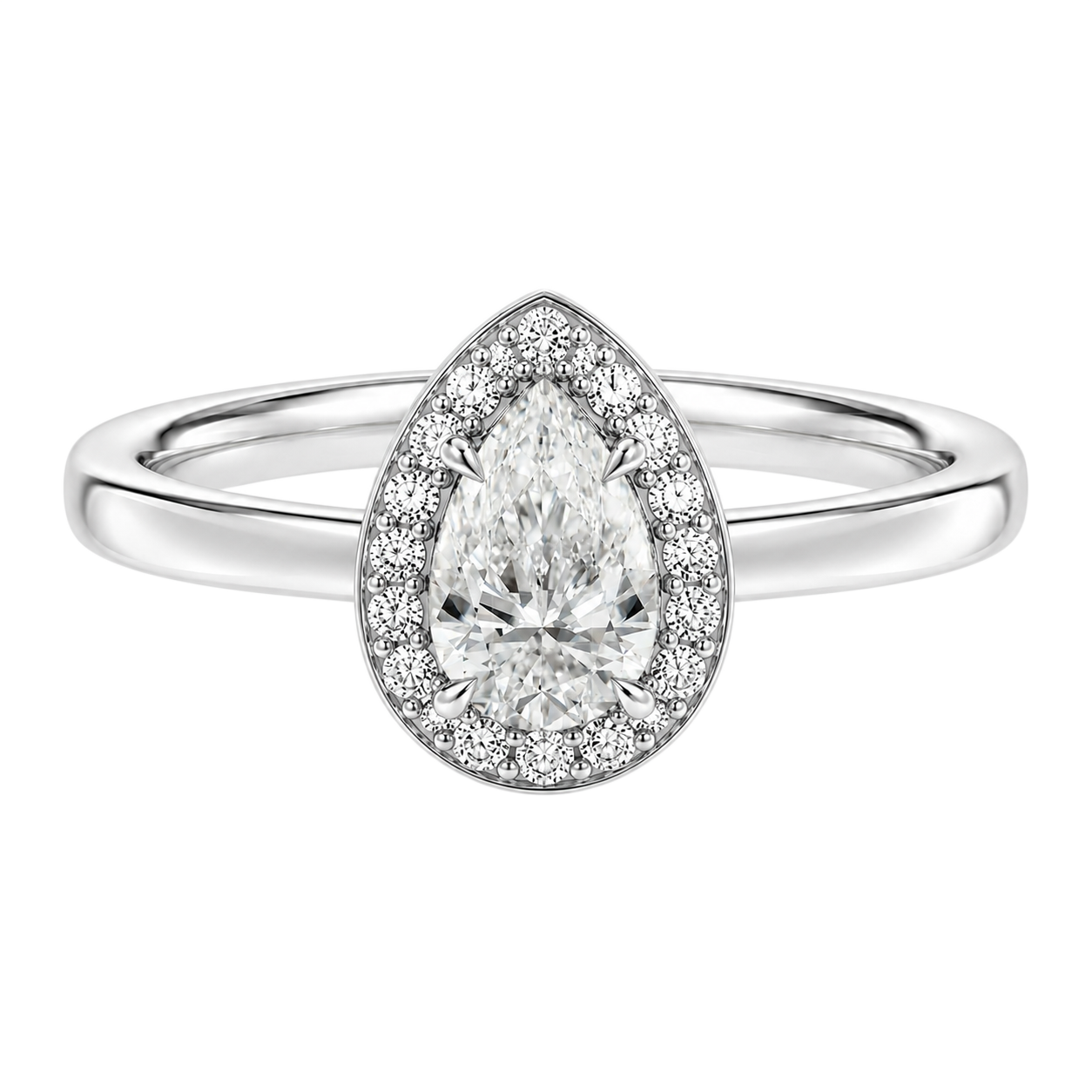Deneuve - Pear - White Gold - Plain