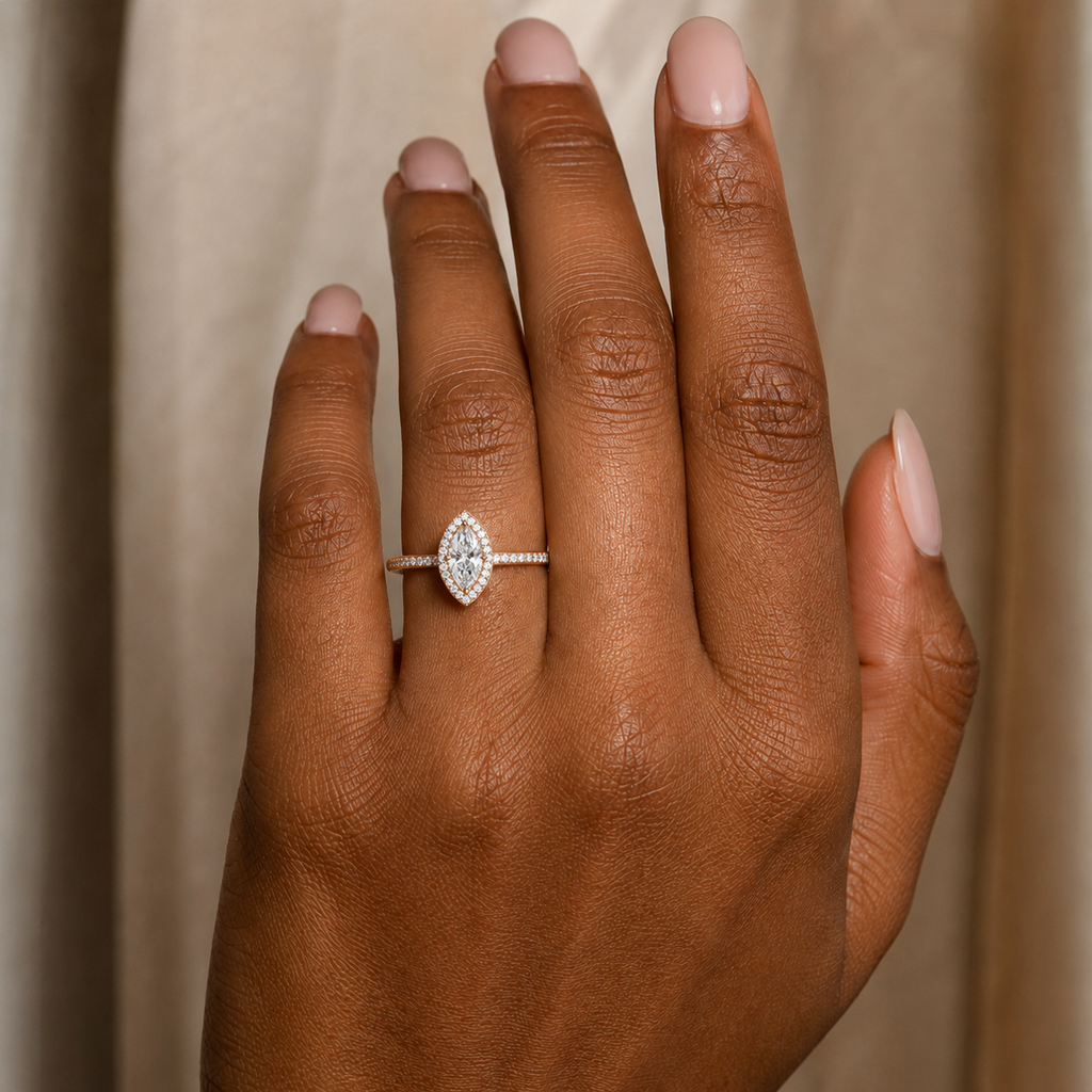 Deneuve - Marquise - Rose Gold - Pavé