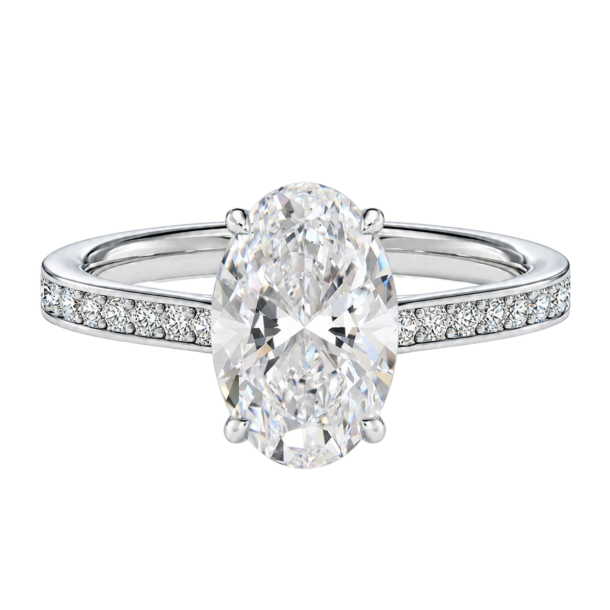 Talia - Oval - White Gold - Channel