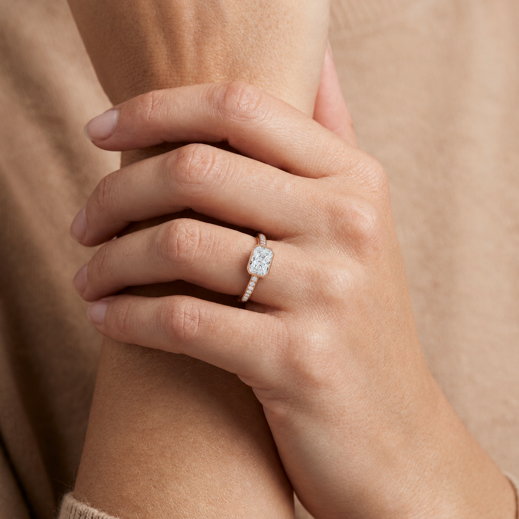 Bailey - Radiant - Rose Gold - Pavé