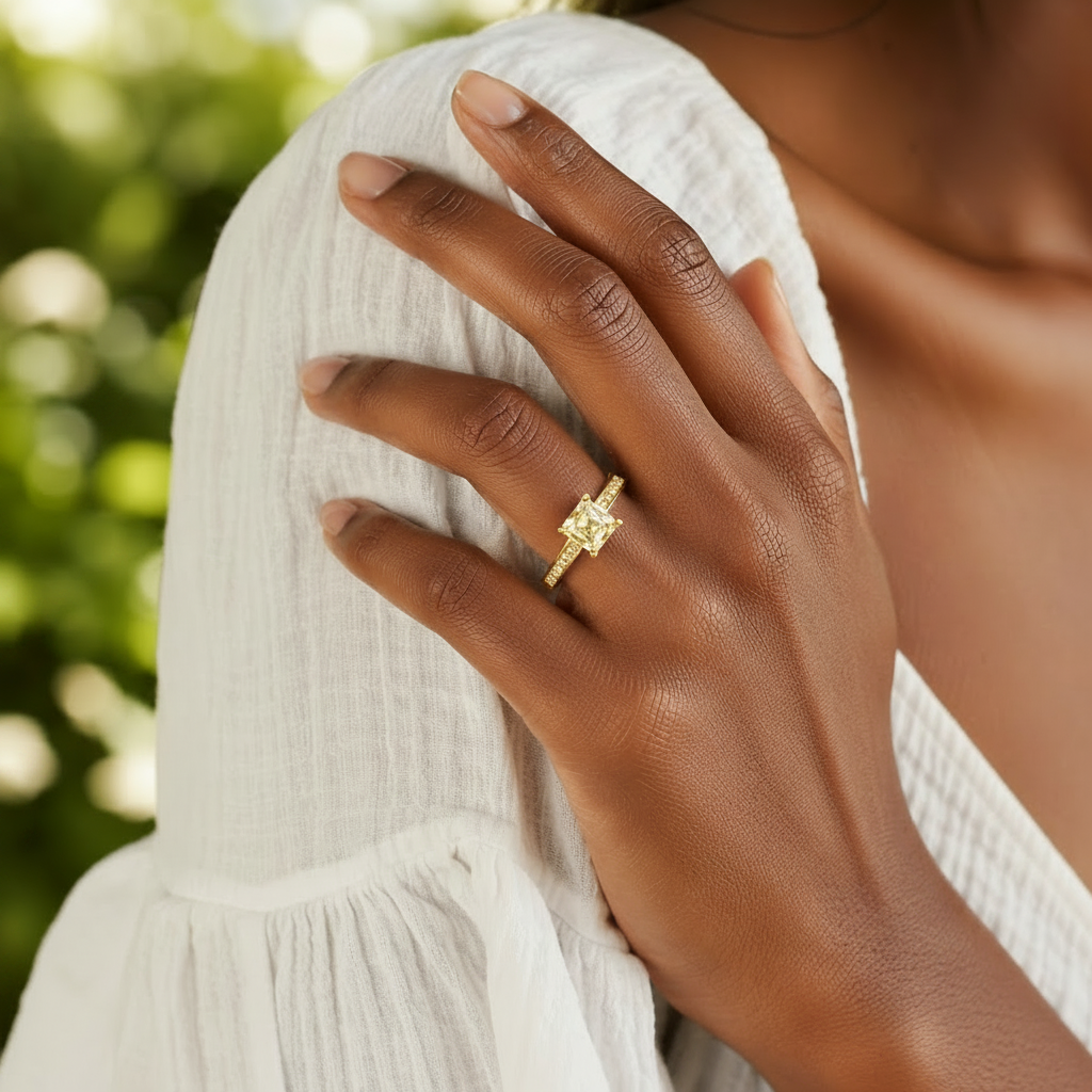 Basilica - Asscher - Yellow Gold - Pavé