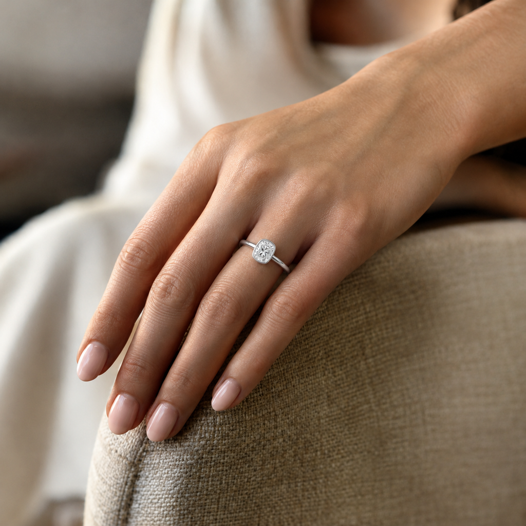 Bailey - Cushion - White Gold - Plain