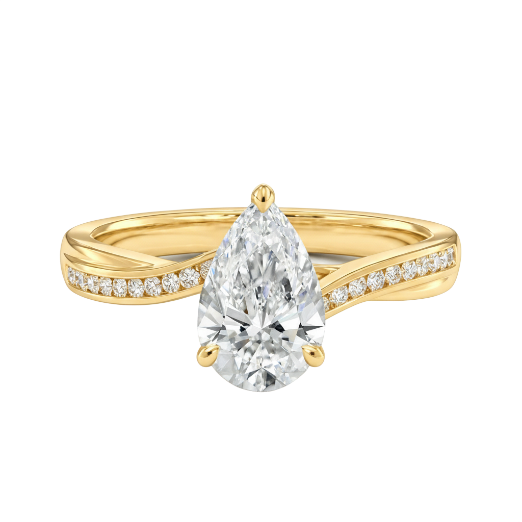 Wreath - Pear - Yellow Gold - Channel