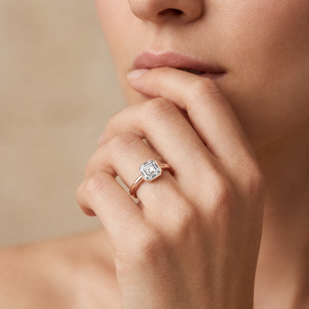 Bailey - Asscher - Rose Gold - Plain