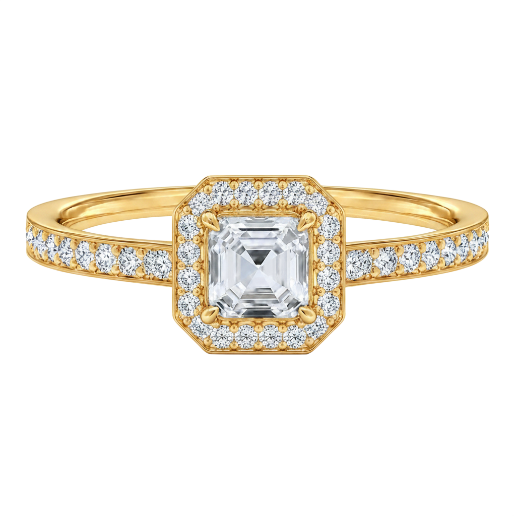 Deneuve - Asscher - Yellow Gold - Pavé