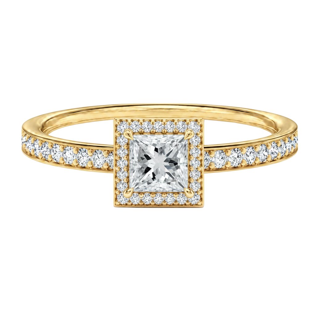 Deneuve - Princess - Yellow Gold - Pavé