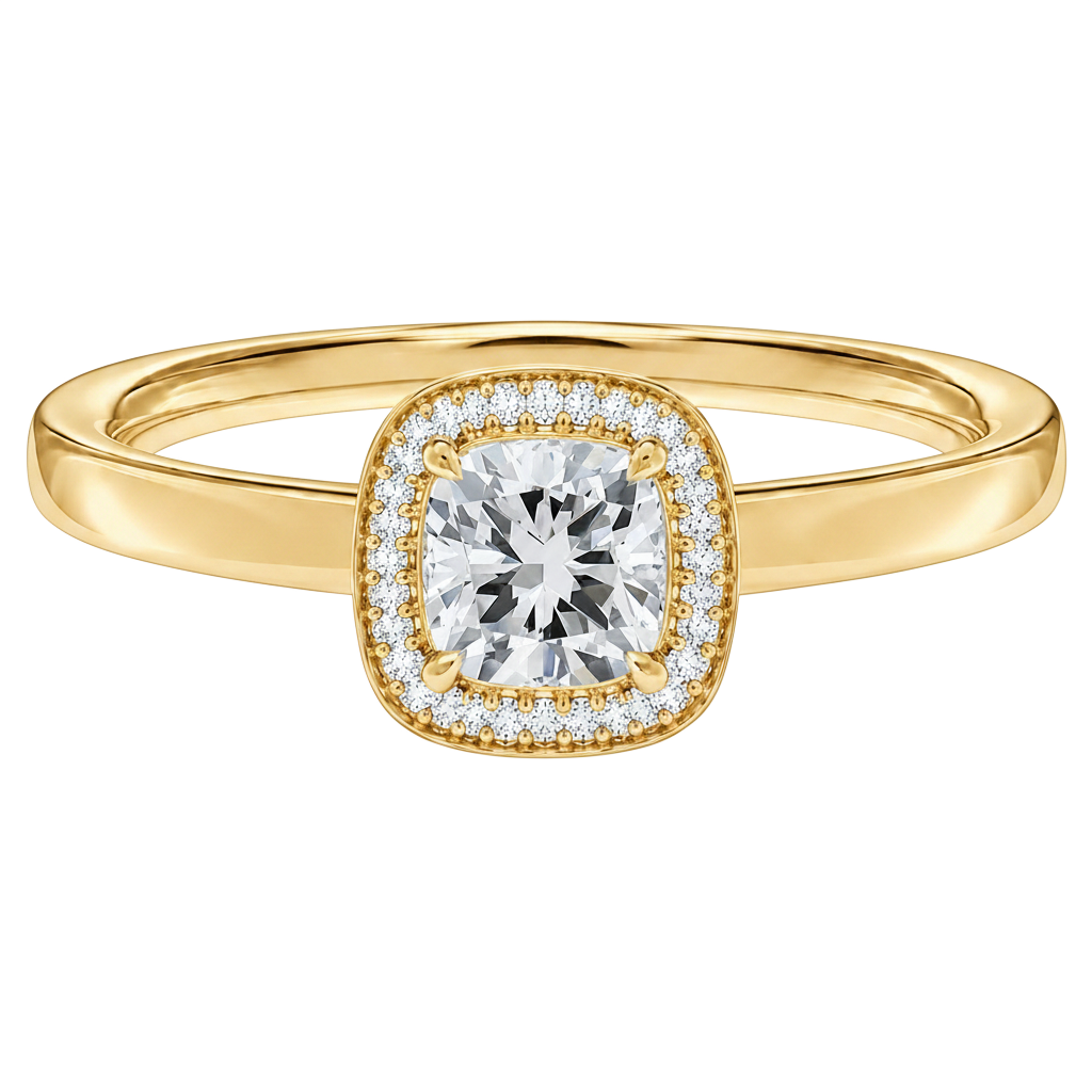 Deneuve - Cushion - Yellow Gold - Plain