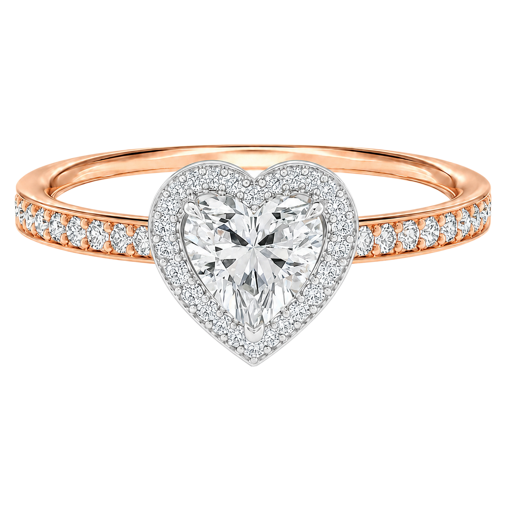 Deneuve - Heart - Rose/White Tone - Pavé