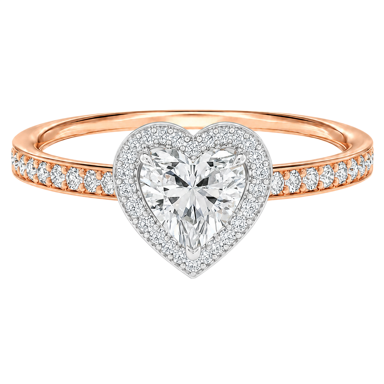 Deneuve - Heart - Rose/White Tone - Pavé