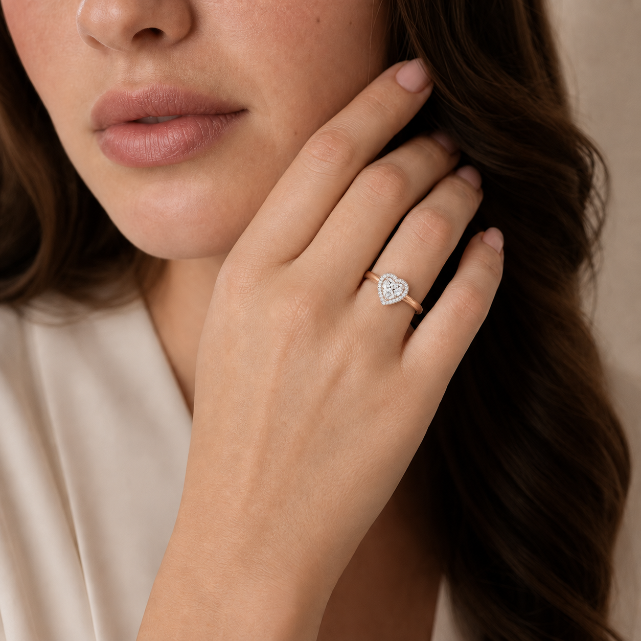 Deneuve - Heart - Rose/White Tone - Plain