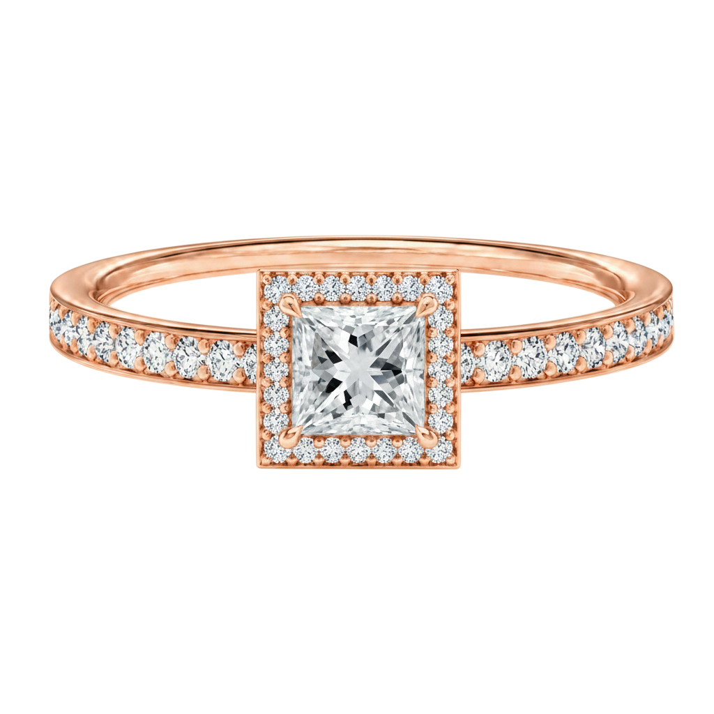 Deneuve - Princess - Rose Gold - Pavé
