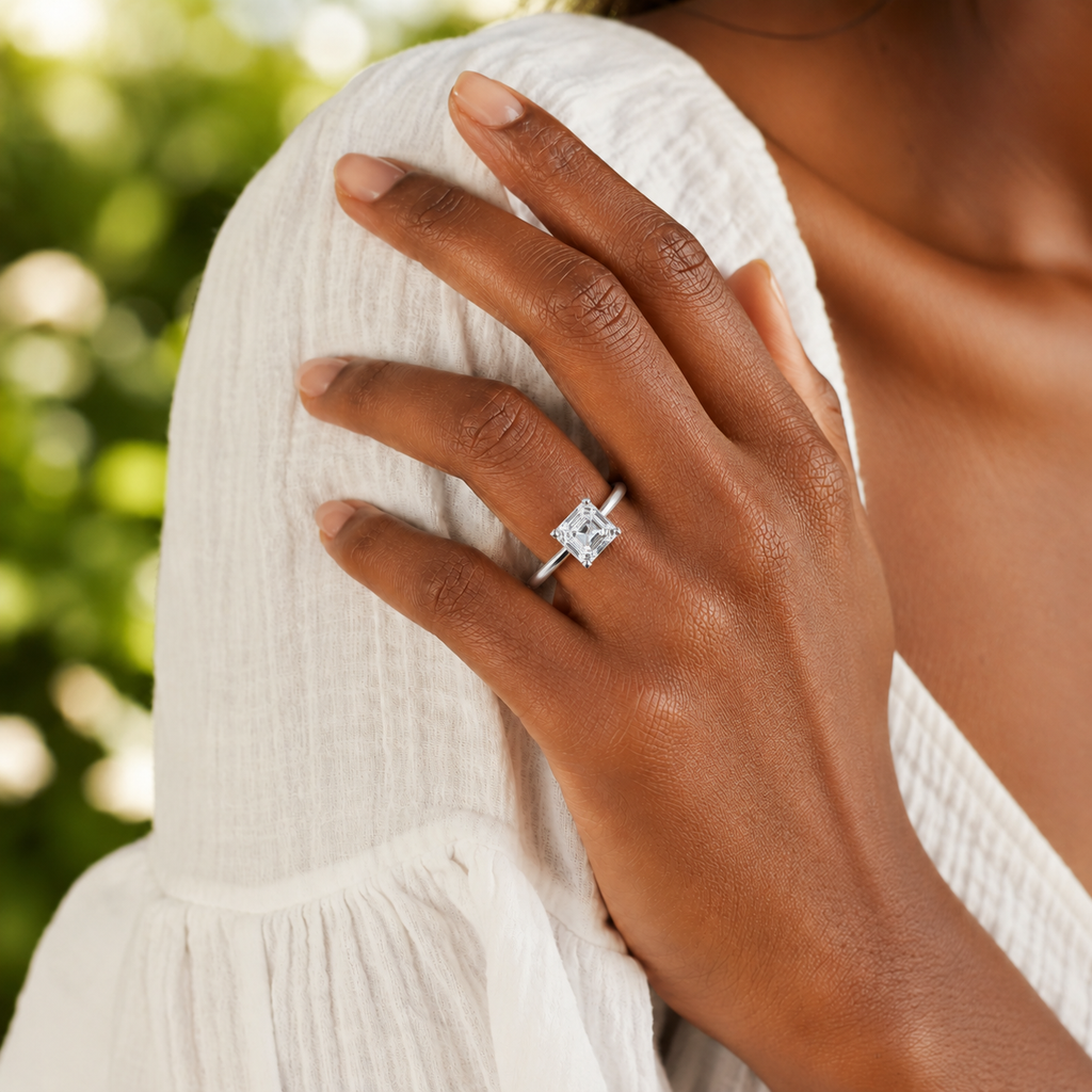 Basilica - Asscher - White Gold - Plain