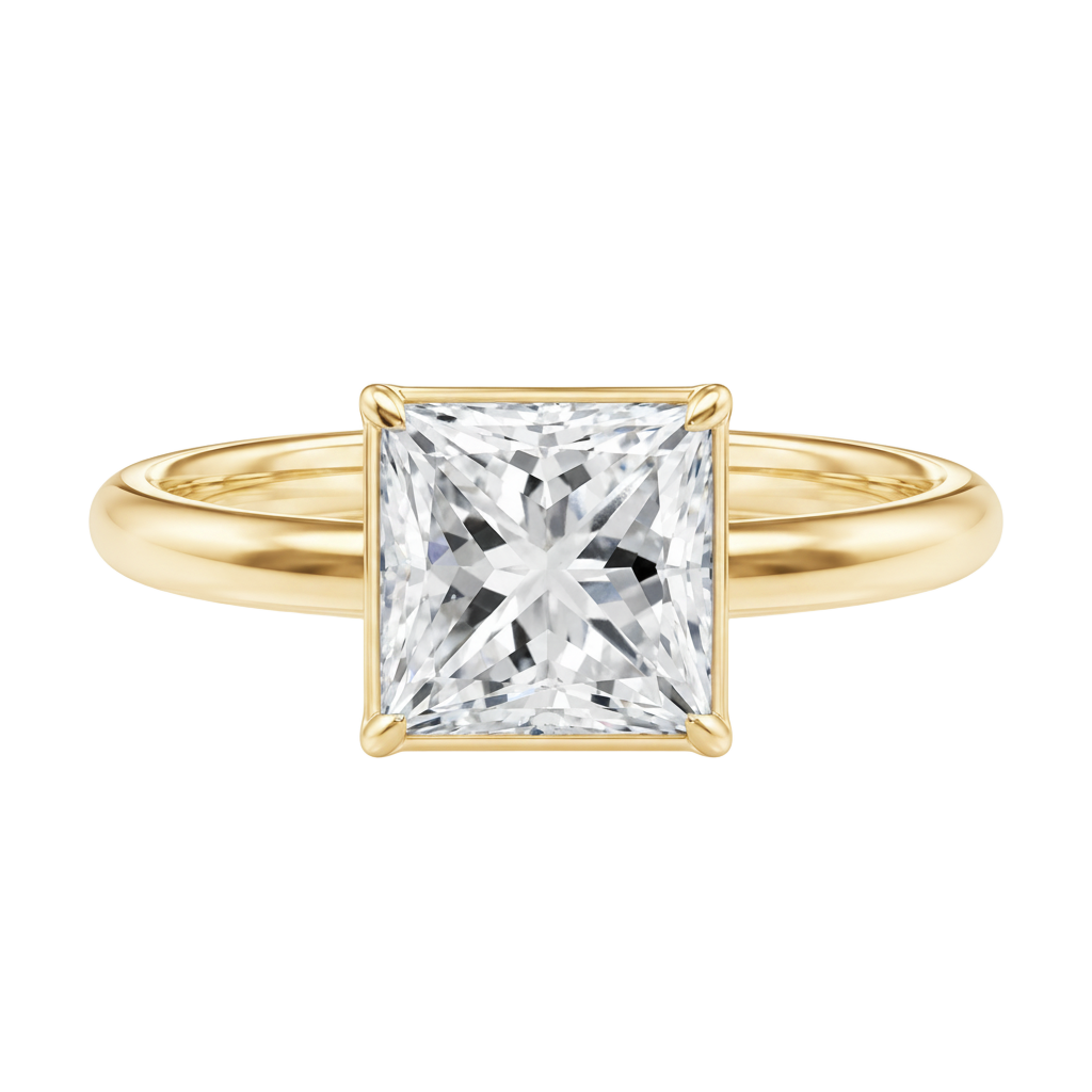 Bailey - Princess - Yellow Gold - Plain
