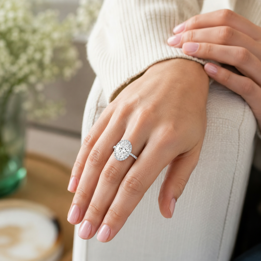 Cordelia - Oval - White Gold - Pavé