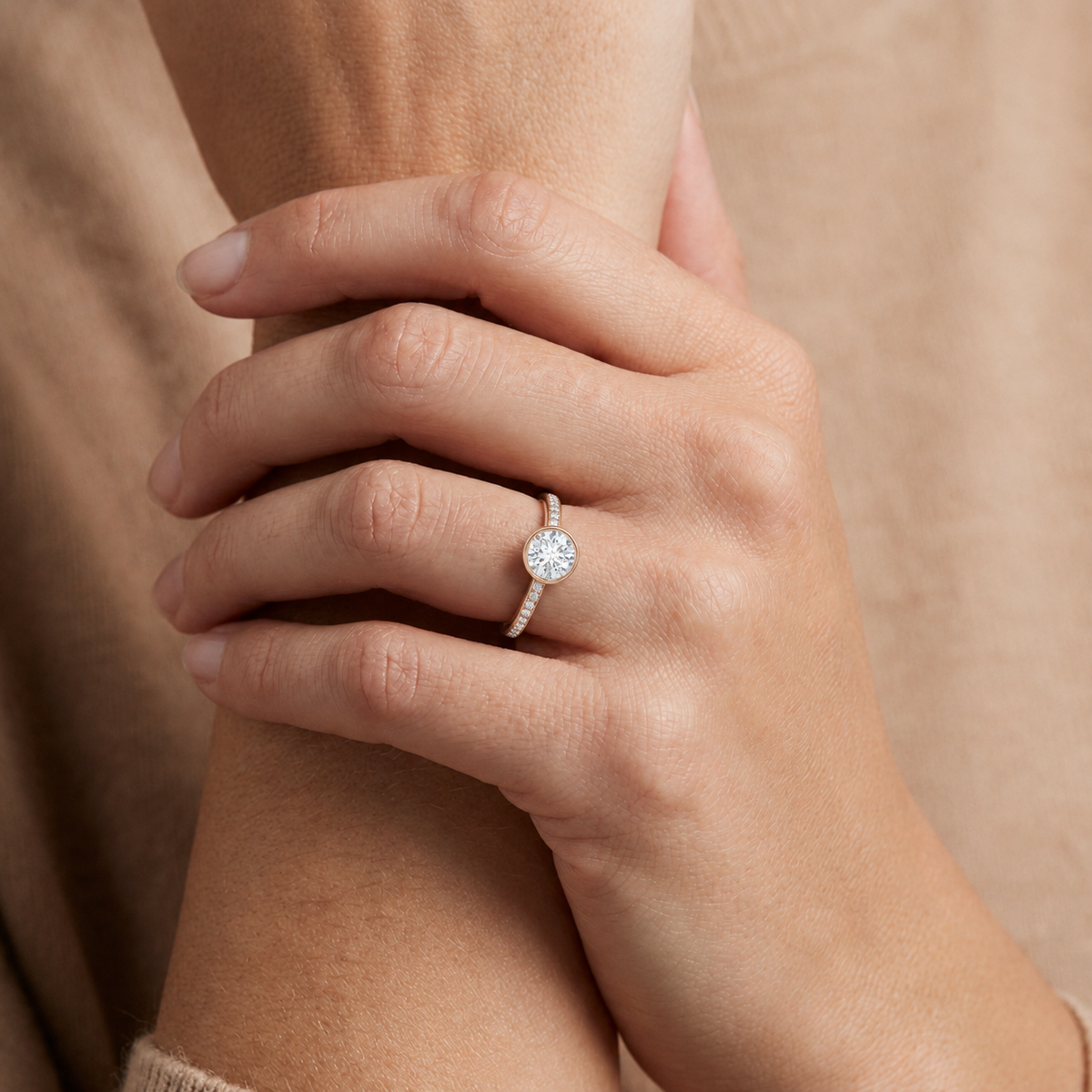 Bailey - Round - Rose Gold - Pavé