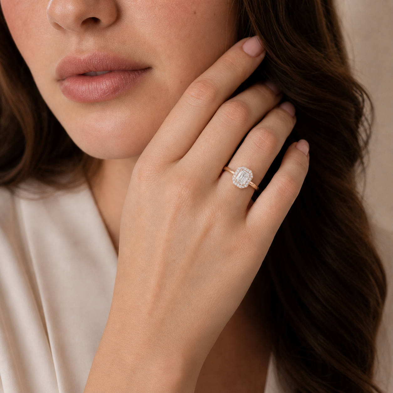 Deneuve - Asscher - Rose/White Tone - Plain