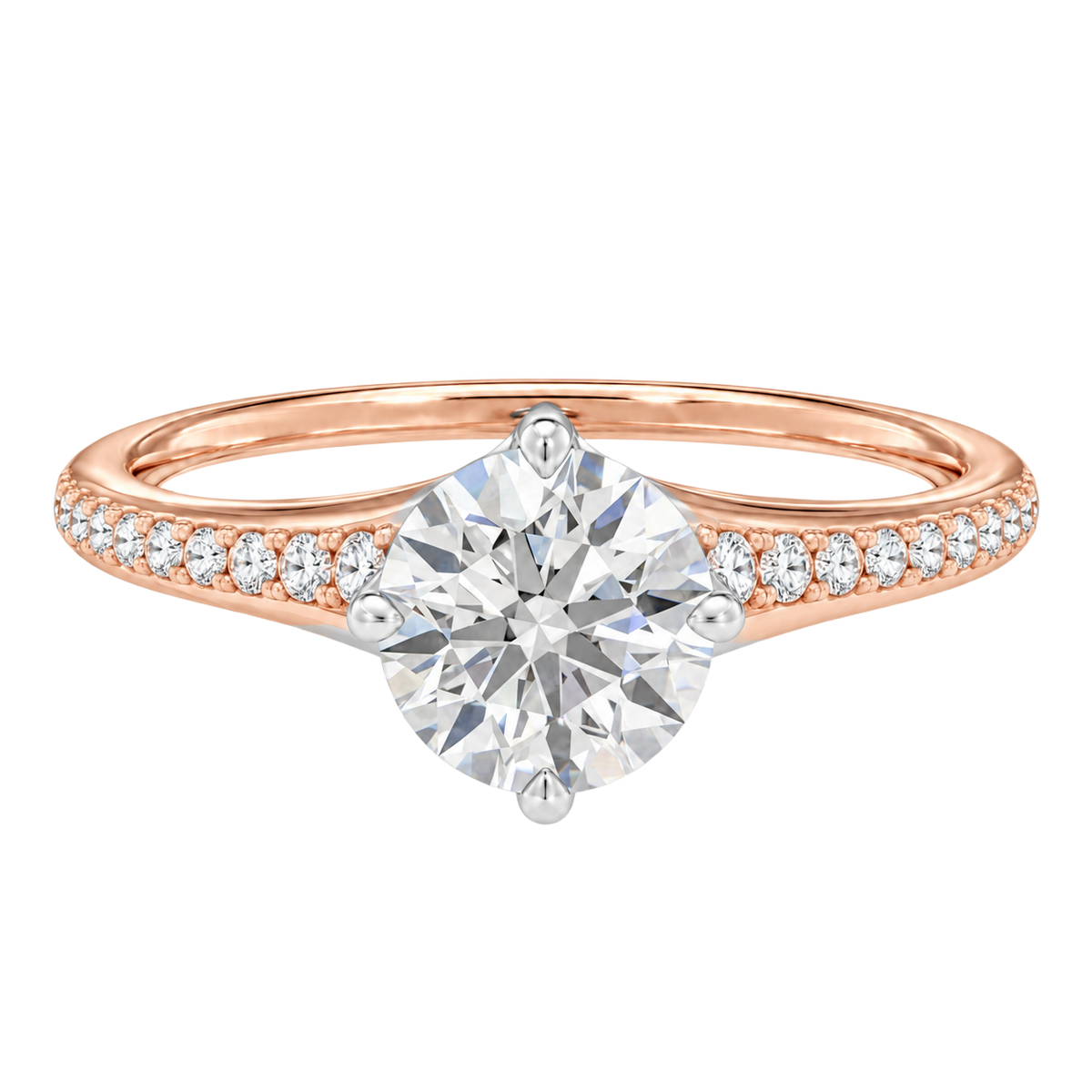 Lumiere - Round - Rose/White Tone - Pavé