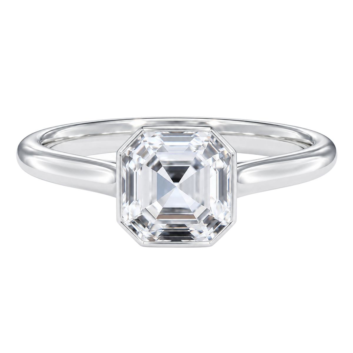 Solenne - Asscher - Platinum - Plain