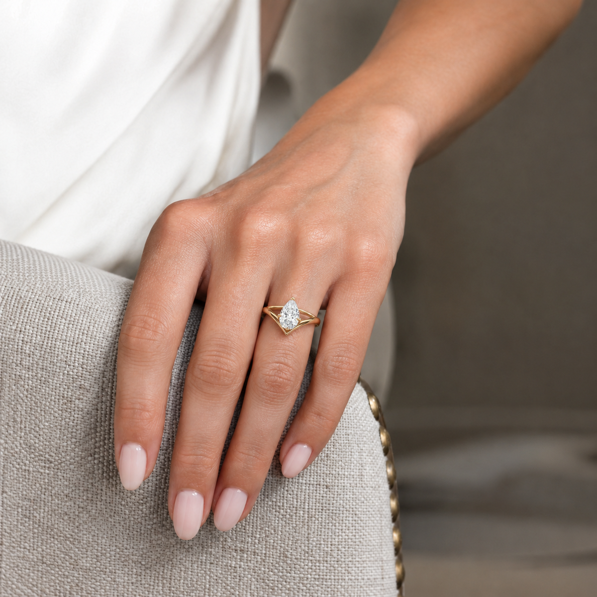 Blaire - Pear - Yellow Gold - Plain