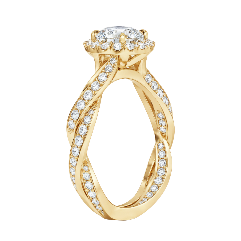 Braid - Emerald - Yellow Gold - Channel