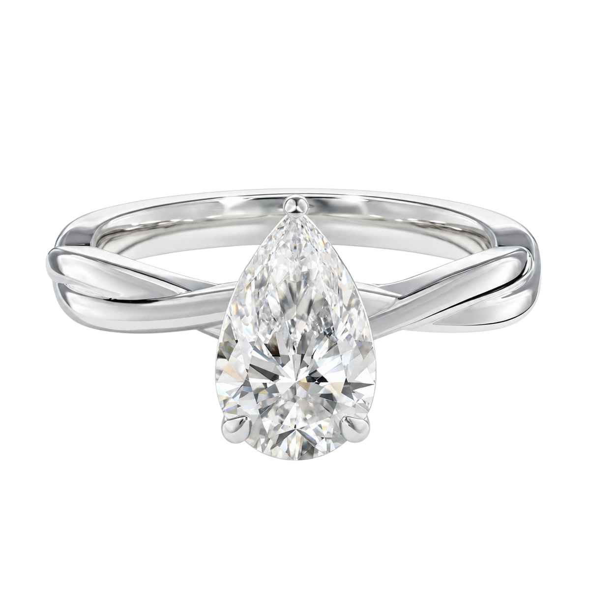 Wreath - Pear - White Gold - Plain