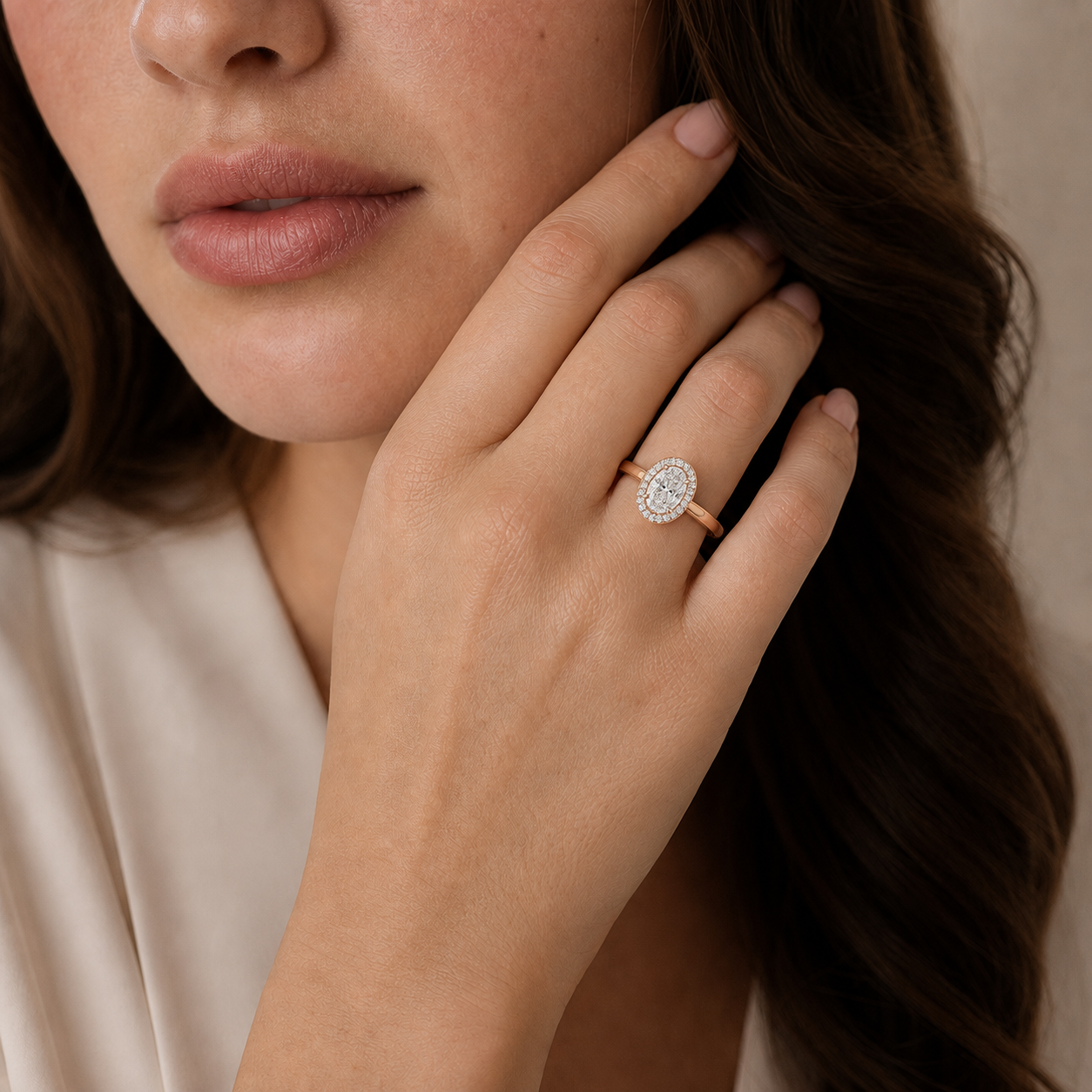 Deneuve - Oval - Rose/White Tone - Plain
