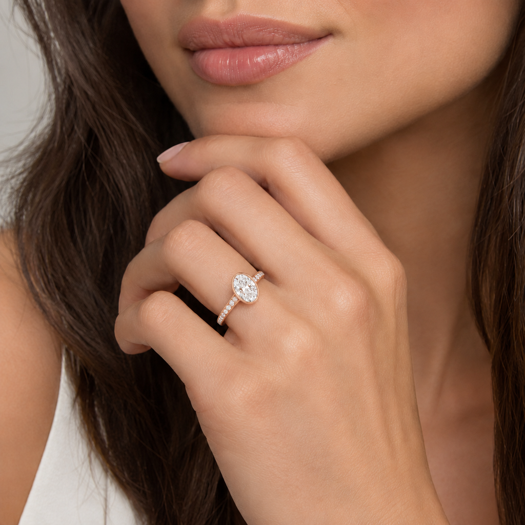 Solenne - Oval - Rose Gold - Pavé