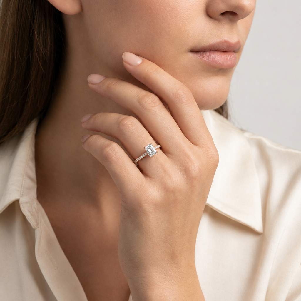 Meridian - Emerald - Rose Gold - Pavé