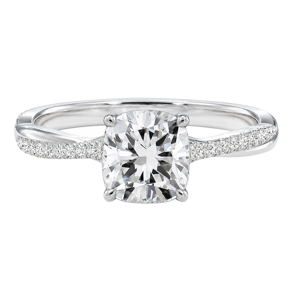 Wreath - Cushion - White Gold - Pavé