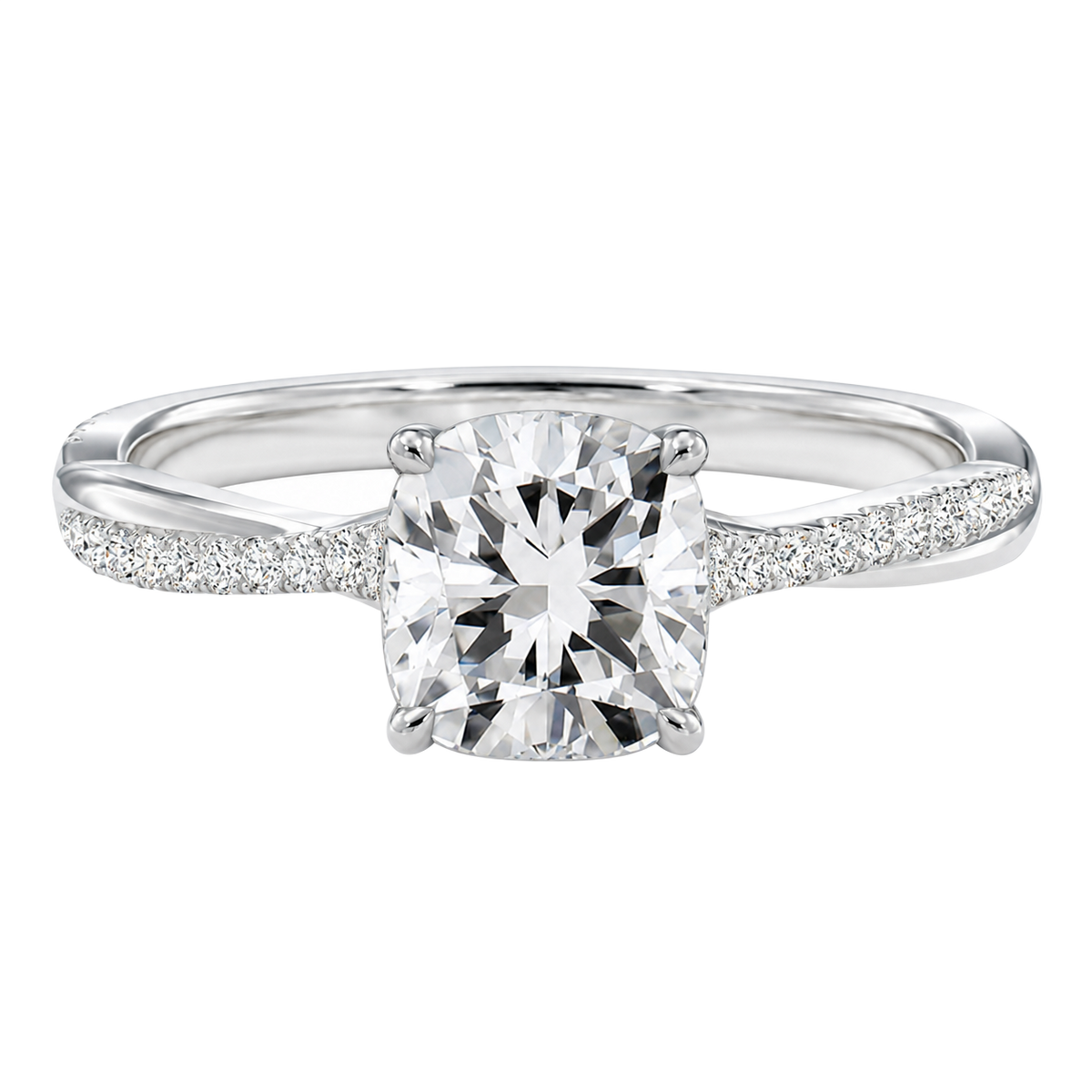 Wreath - Cushion - White Gold - Pavé