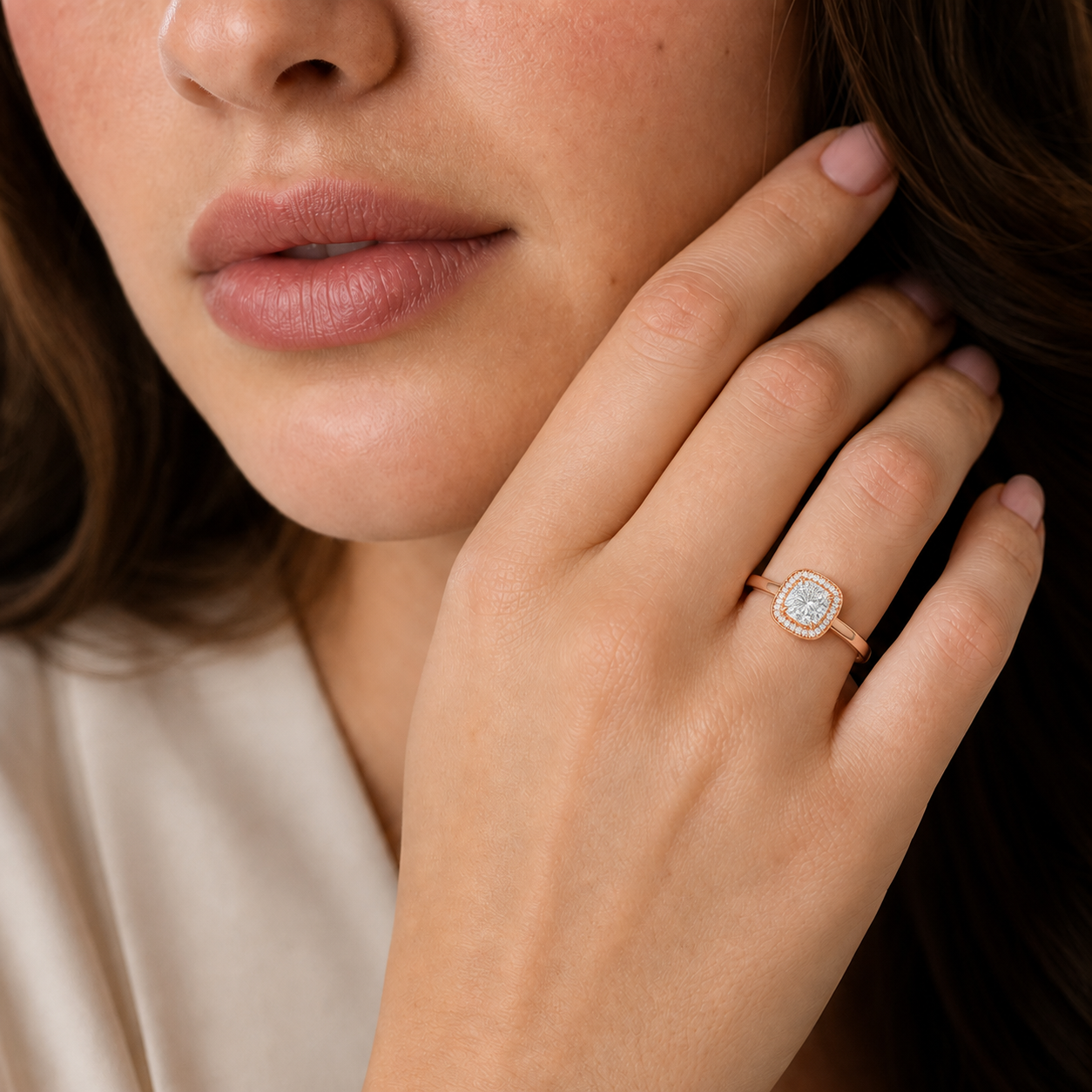 Deneuve - Cushion - Rose Gold - Plain
