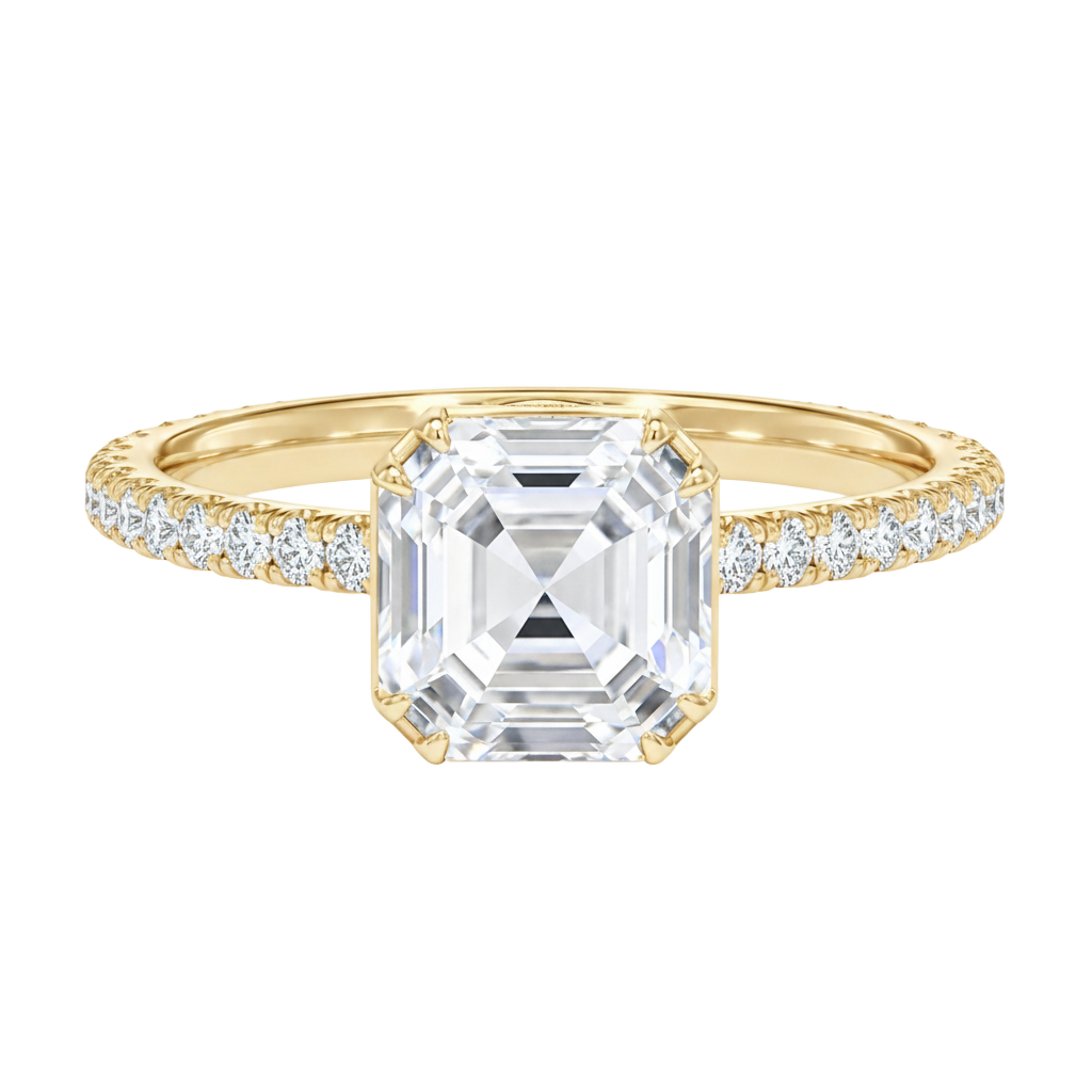 Solenne - Asscher - Yellow Gold - Pavé