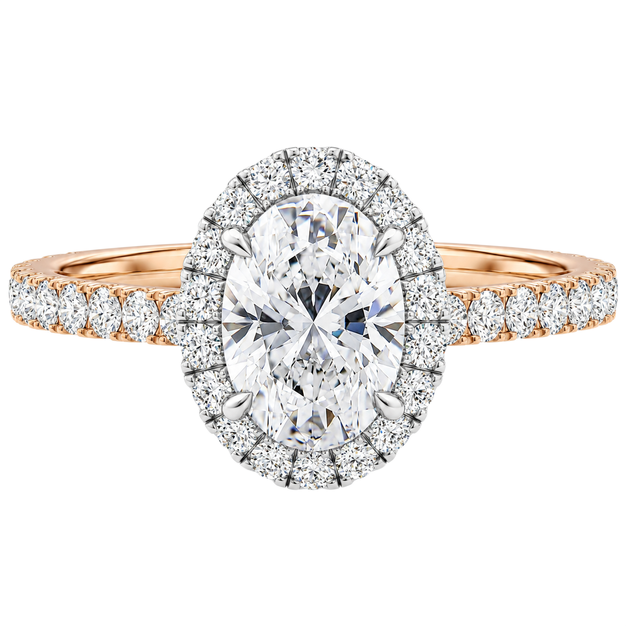 Cordelia - Oval - Rose / White Tone - Pavé