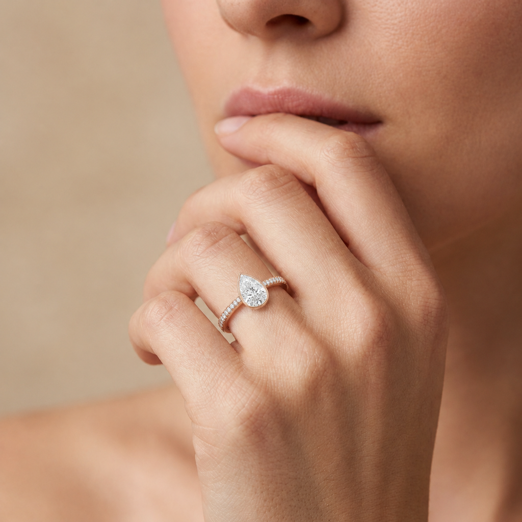 Bailey - Pear - Rose Gold - Pavé