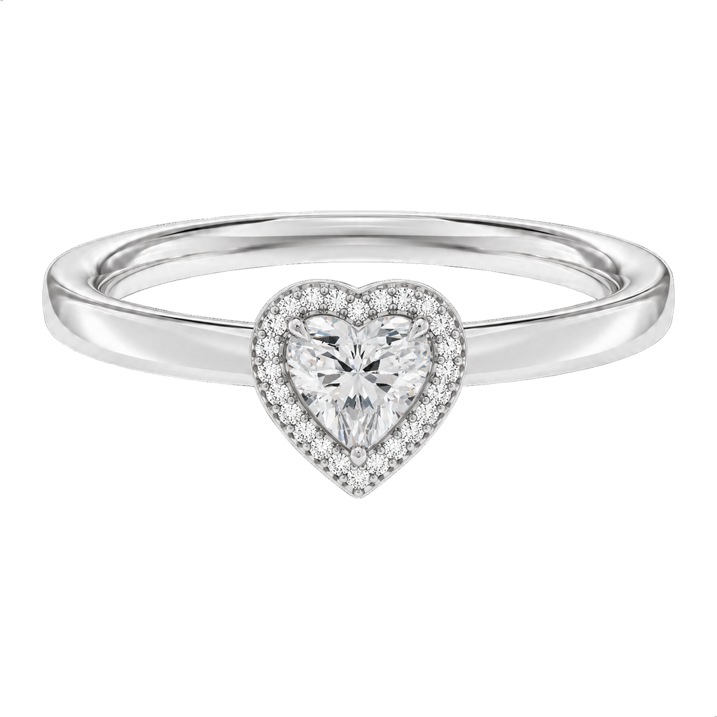 Deneuve - Heart - White Gold - Plain