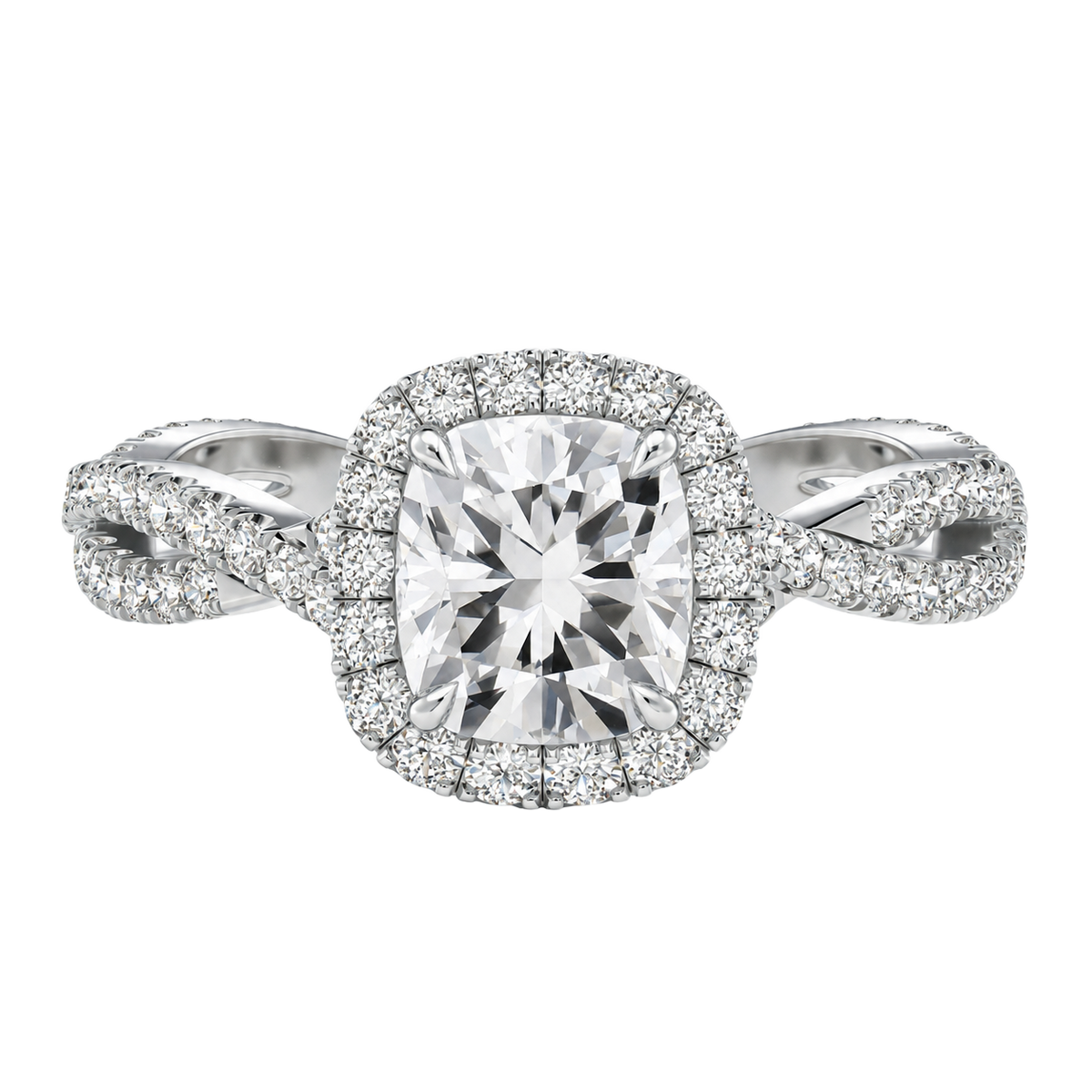 Braid - Cushion - White Gold - Pavé
