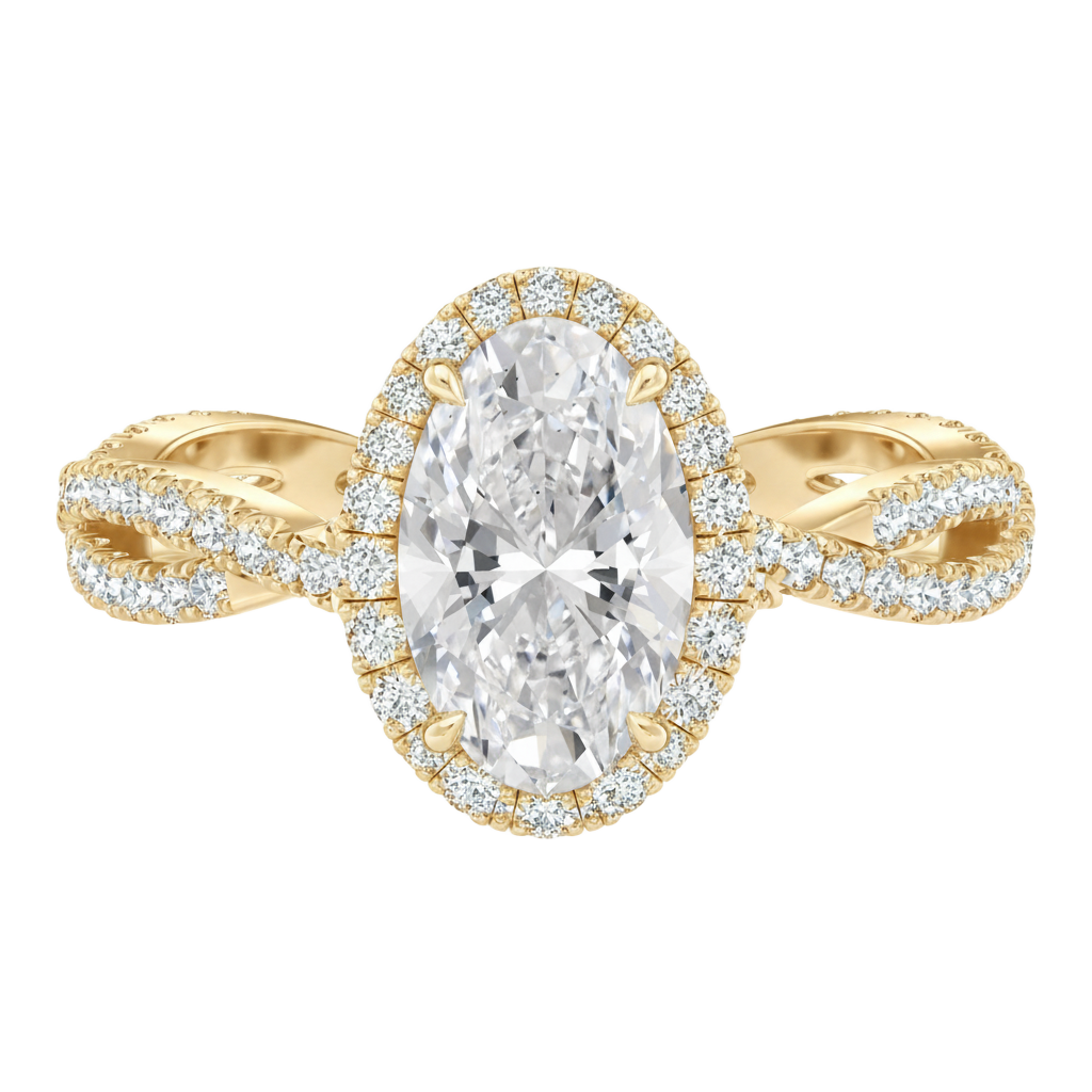 Braid - Oval - Yellow Gold - Pavé