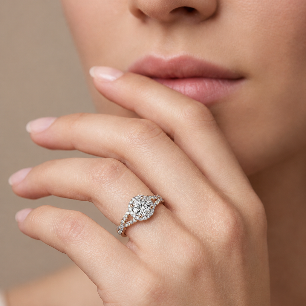 Orbit - Round - Rose/White Tone - Pavé