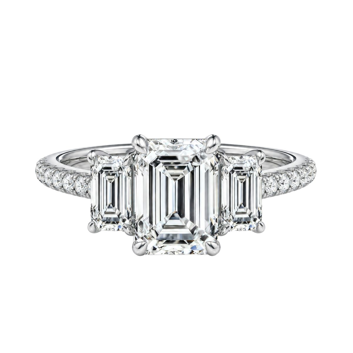 Elysium - Emerald - White Gold - Pavé